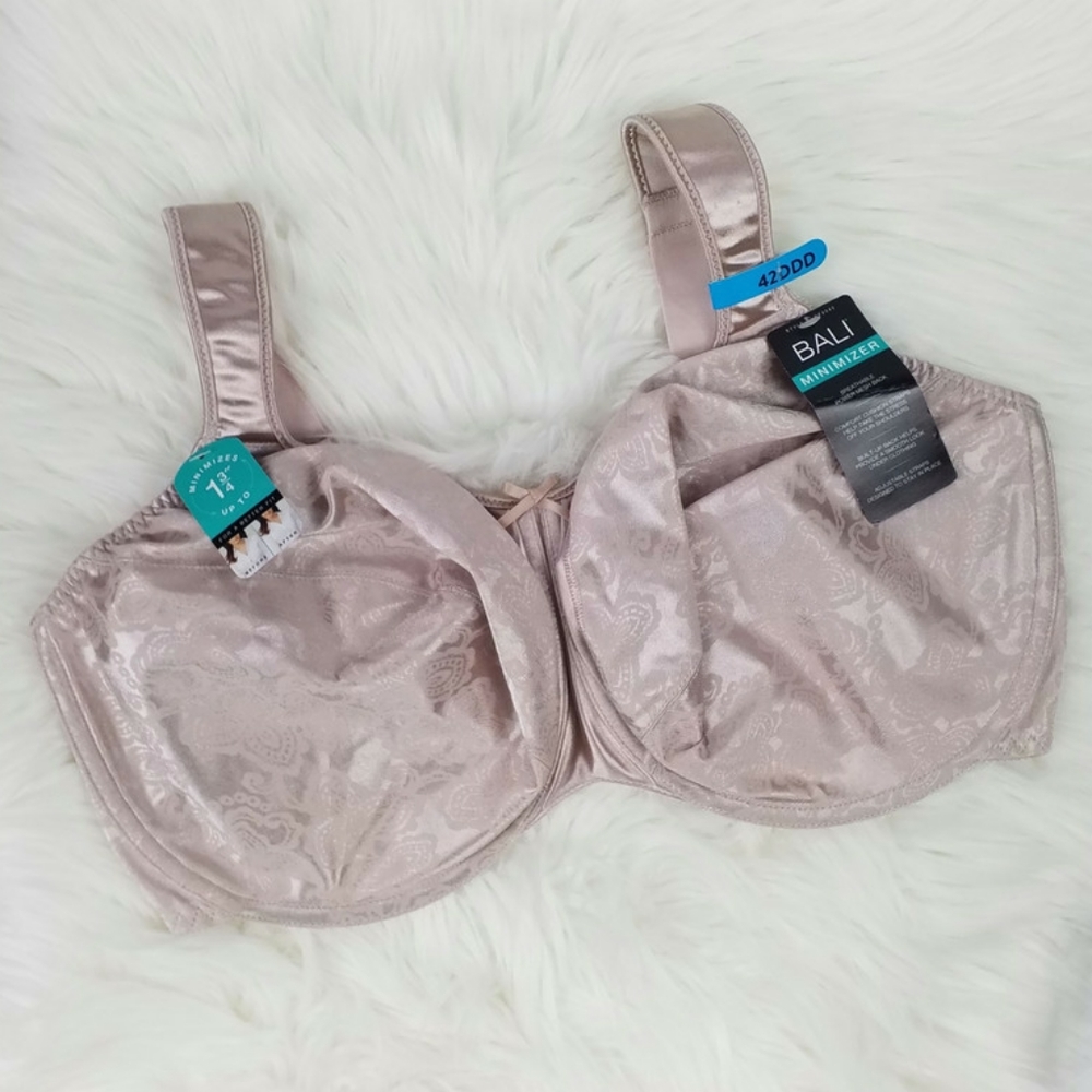 Bali DF3562 Satin Tracings Rosewood Minimizer Underwire Bra Women 42DDD/42F NWT